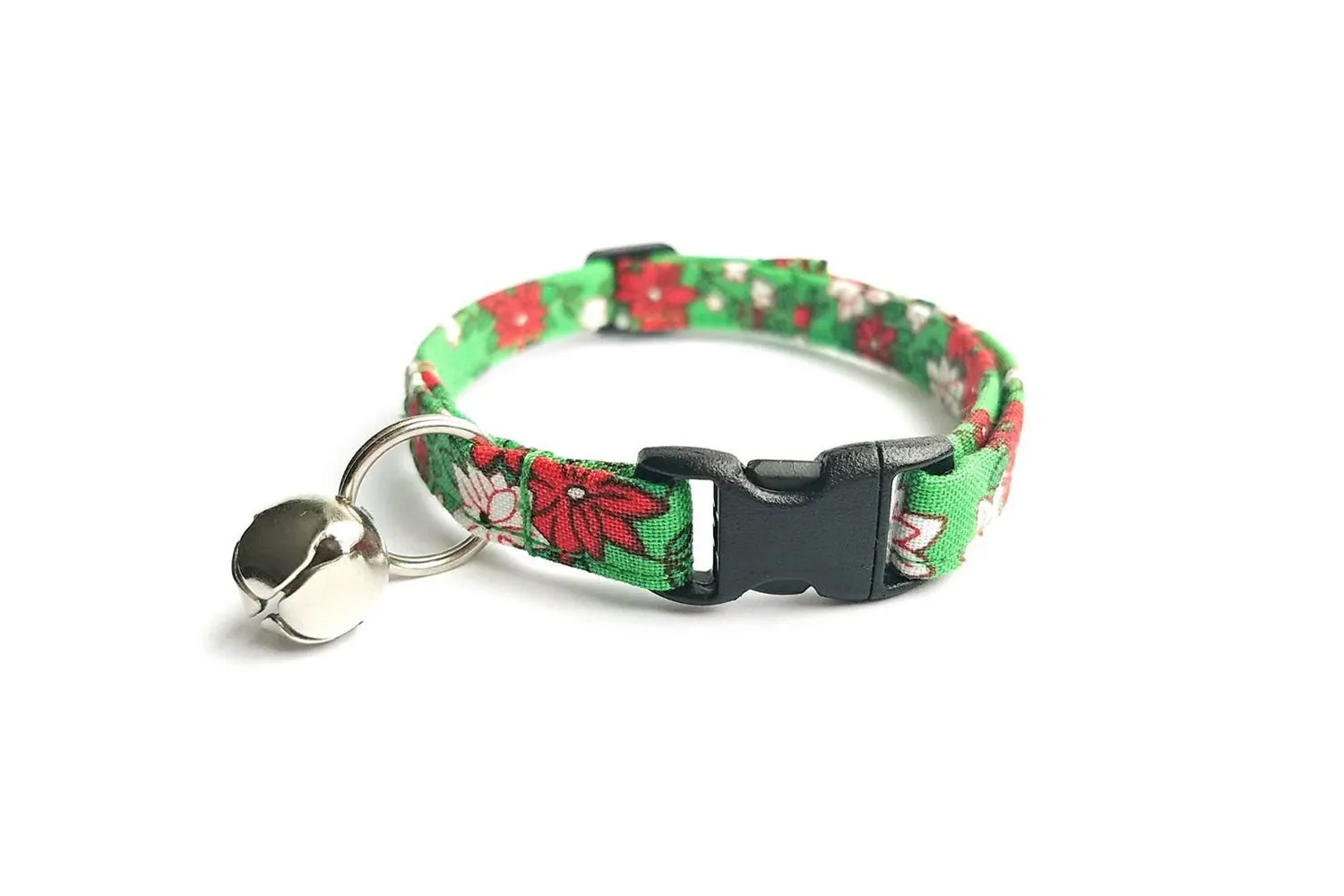 Green & Red Poinsettia Cat Collar