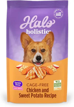 Halo Holistic Small Breed Dog Food, Cage Free Chicken & Sweet Potato Recipe, Grain Free Dry Dog Food, Complete Digestive Health, 10 lb Bag