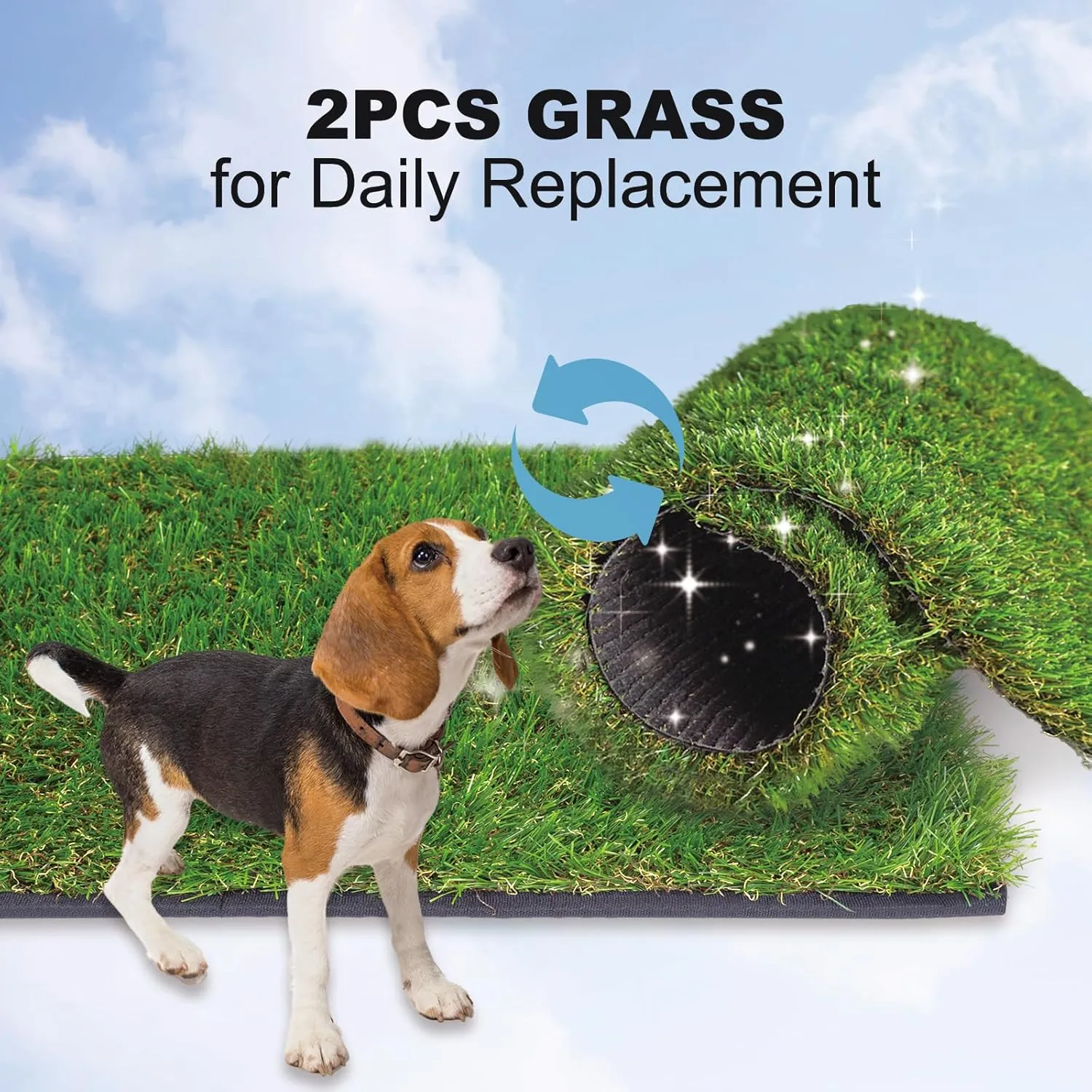 HQ4us Dog Grass Pad with Tray Large 3423 Dog Litter Box Toilet with 2Artificial Grass for Dogs with Hemmed Edge, Pee Pads for Dogs, Realistic, Less Stink, Potty for Balcony