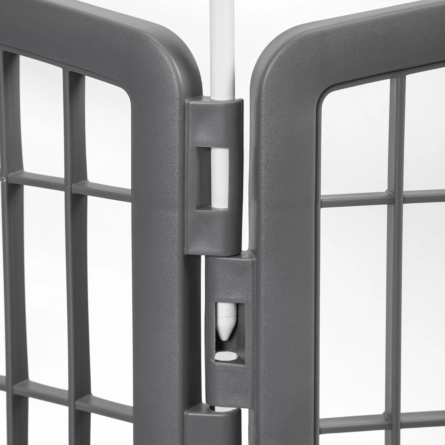 IRIS USA 34'' Pet Playpen 2 Panel Add-On with Connecting Rods, Dog Playpen, Small Medium Large Dogs, Heavy-Duty Molded Plastic, Rust-Free, Non-Skid Rubber Feet, Easy Assemble, Customizable, Gray
