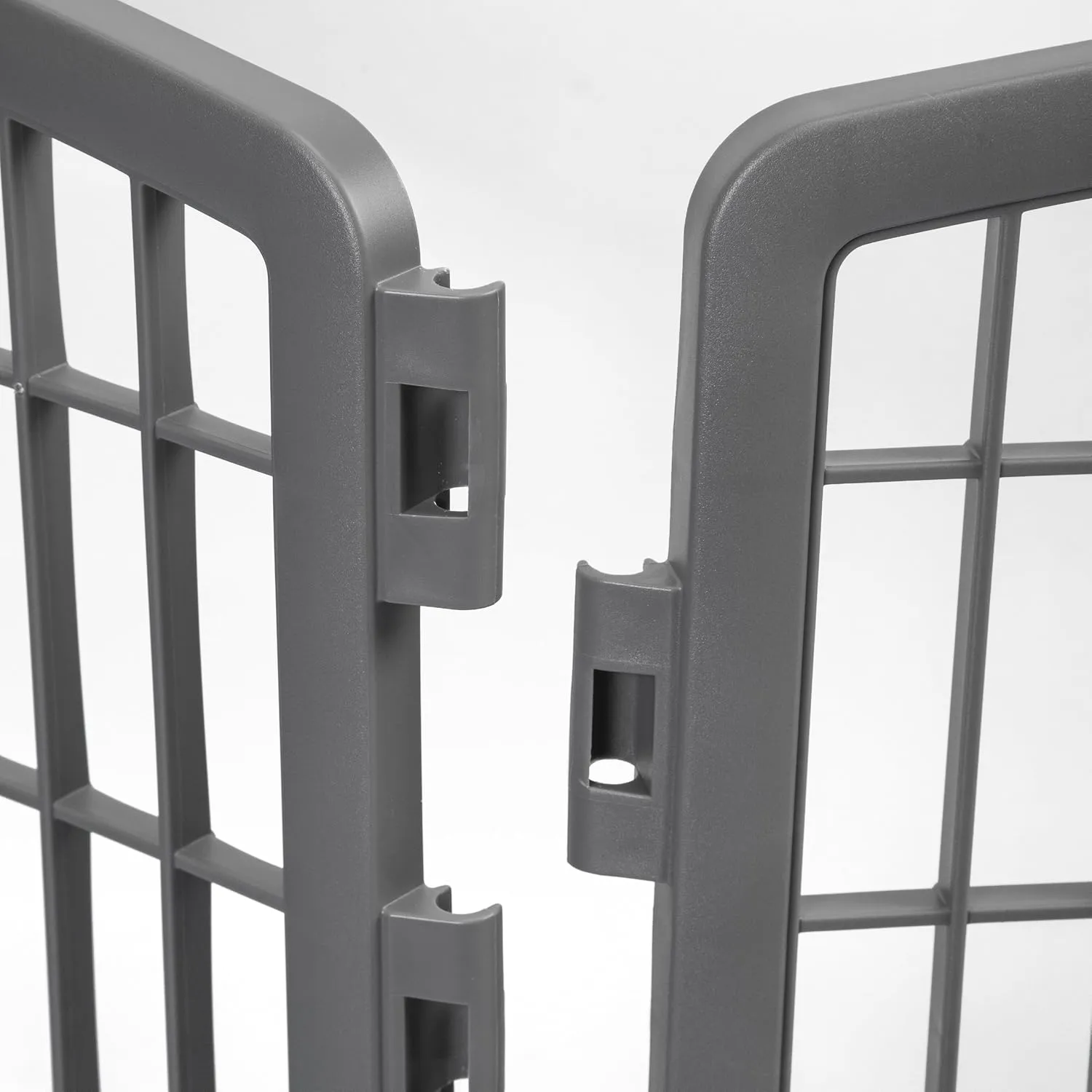 IRIS USA 34'' Pet Playpen 2 Panel Add-On with Connecting Rods, Dog Playpen, Small Medium Large Dogs, Heavy-Duty Molded Plastic, Rust-Free, Non-Skid Rubber Feet, Easy Assemble, Customizable, Gray