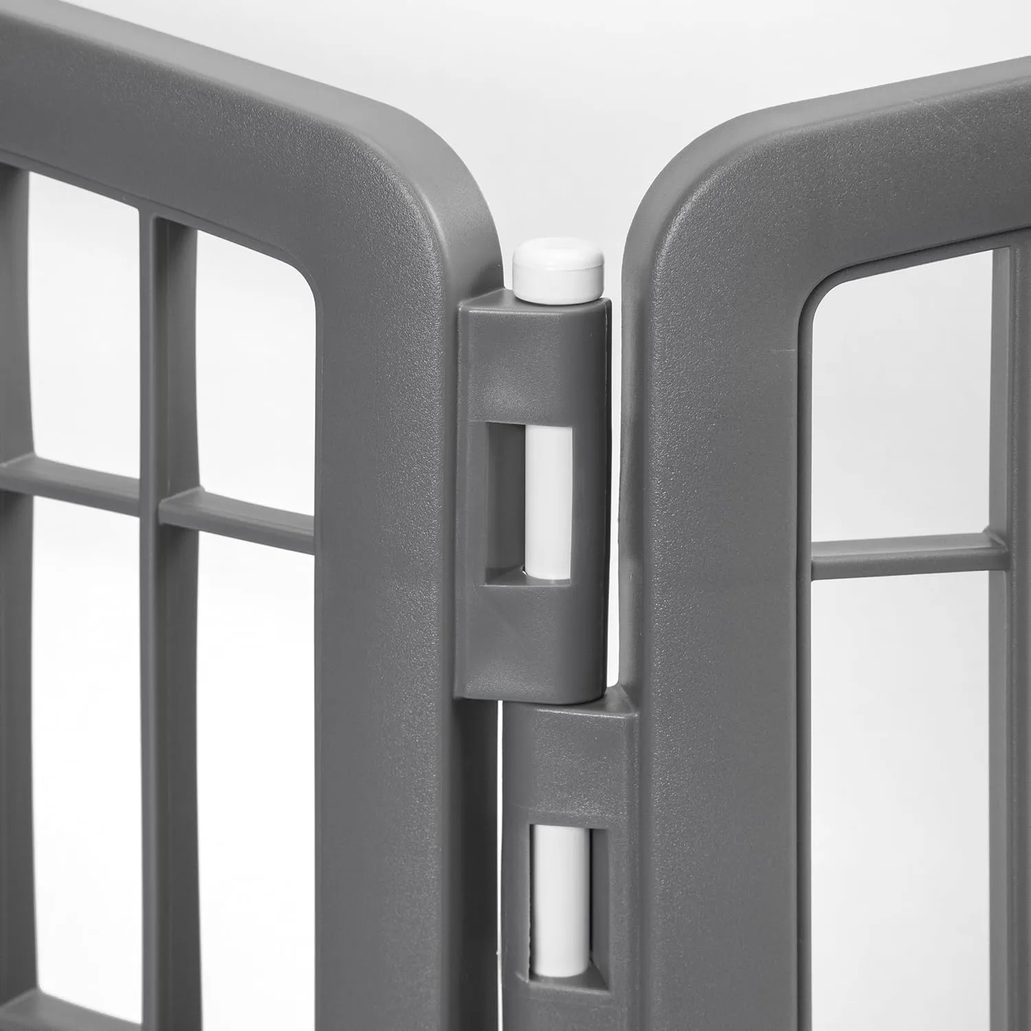 IRIS USA 34'' Pet Playpen 2 Panel Add-On with Connecting Rods, Dog Playpen, Small Medium Large Dogs, Heavy-Duty Molded Plastic, Rust-Free, Non-Skid Rubber Feet, Easy Assemble, Customizable, Gray