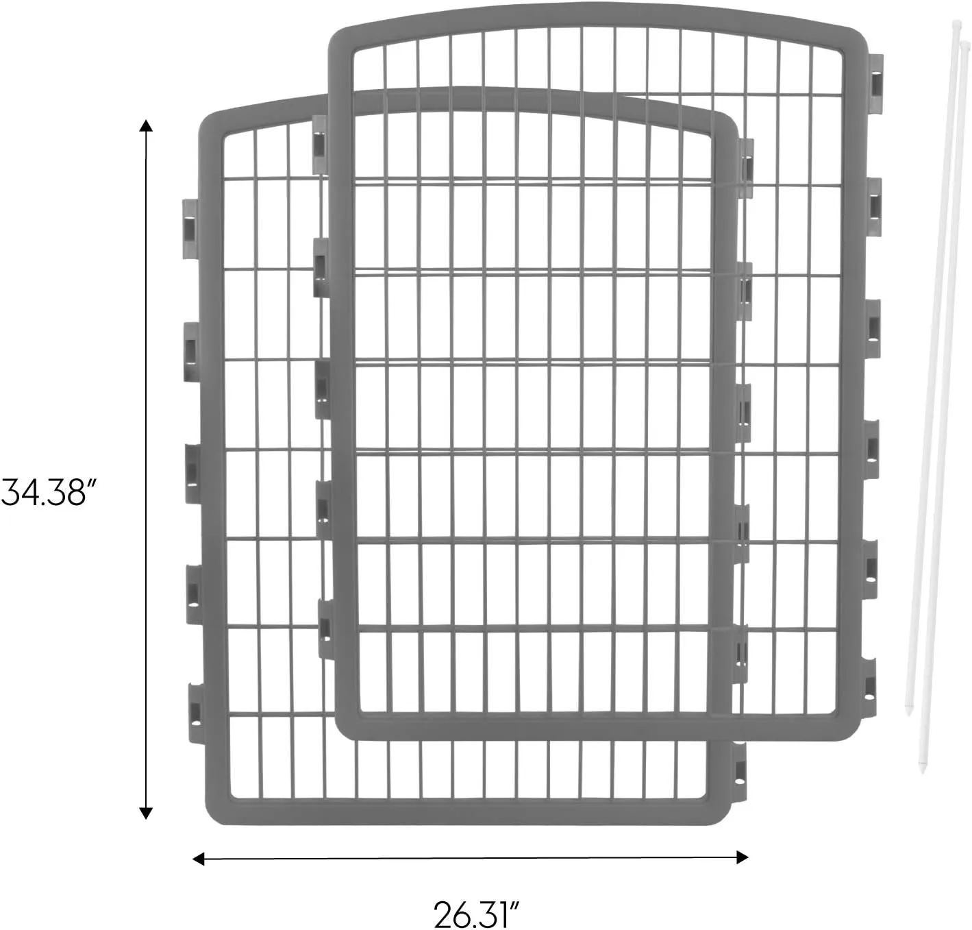 IRIS USA 34'' Pet Playpen 2 Panel Add-On with Connecting Rods, Dog Playpen, Small Medium Large Dogs, Heavy-Duty Molded Plastic, Rust-Free, Non-Skid Rubber Feet, Easy Assemble, Customizable, Gray