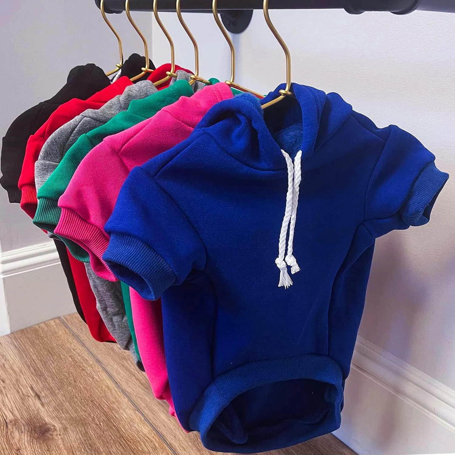 It's My Gotcha Day Dog Hoodie Fleece Lined Pullover Sweatshirt with Leash Hole(Royal Blue, 5X-Large 12)