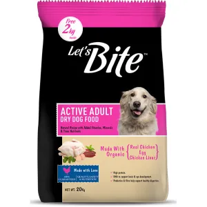 Let's Bite Active Adult Dry Dog Food ( Extra 2 kg Free Inside)