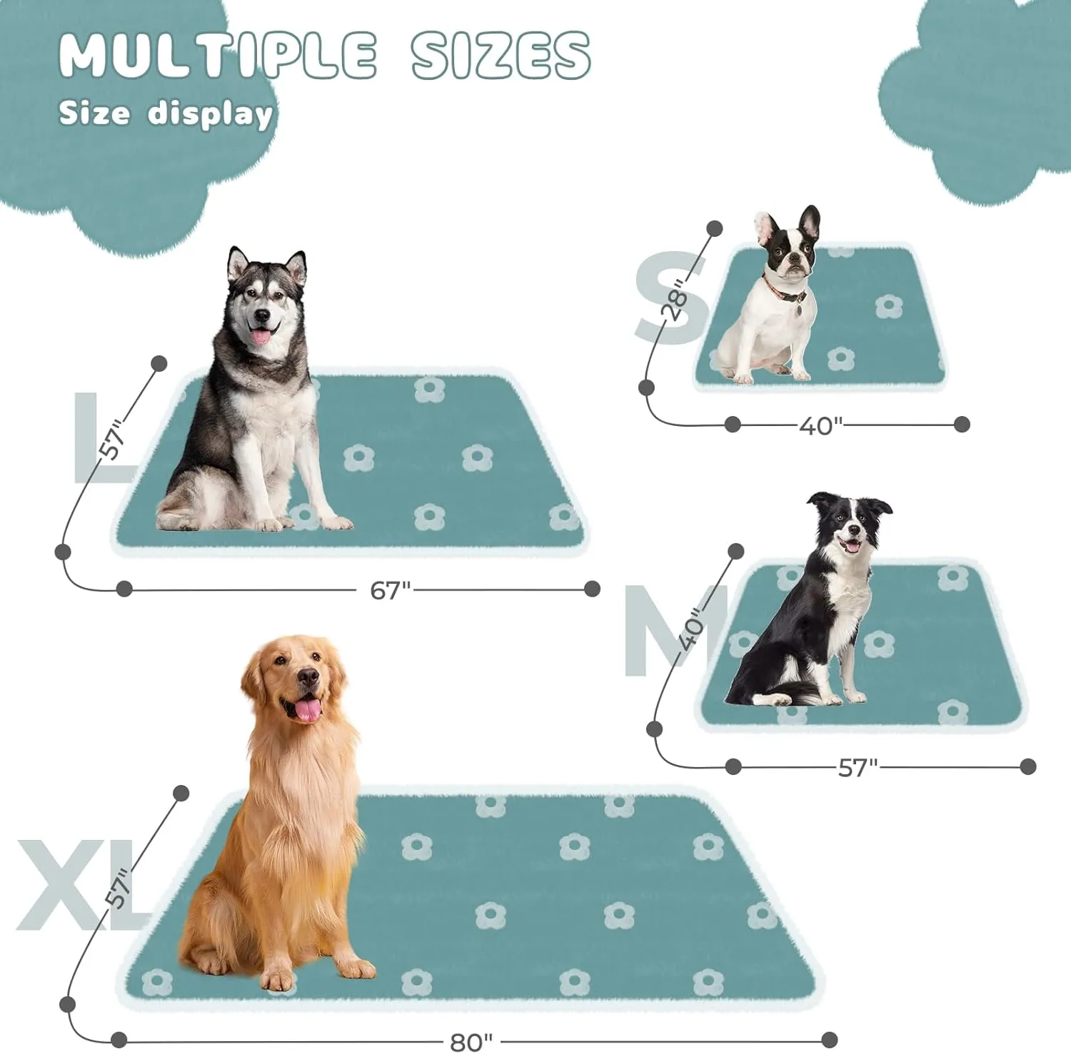 Luciphia Waterproof Pet Blanket for Medium Large Dogs Washable Fluffy Thick Jacquard Shag Fleece Warm Sherpa 3D Textured Flower Print for Cats Puppy Couch Protection (Blue,40x28 inches)
