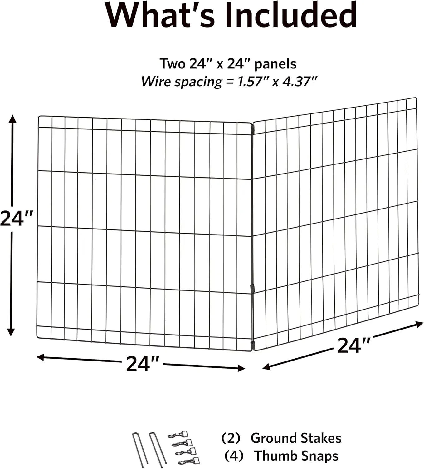 MidWest Homes for Pets Universal Pet Playpen 2-Panel Extension Kit | Fits Metal 24-Inch Dog Pens | Kit Measures 24H x 47.50W Inches| Includes 4 Thumb Snaps, 2 Ground Stakes