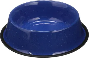 Neater Pet Brands - Outdoor Camping Style Pet Bowl - Enamel Ware Blue Black Granite Colors - Dog Cat No Tip Skid Bowls (64 oz, Blue)