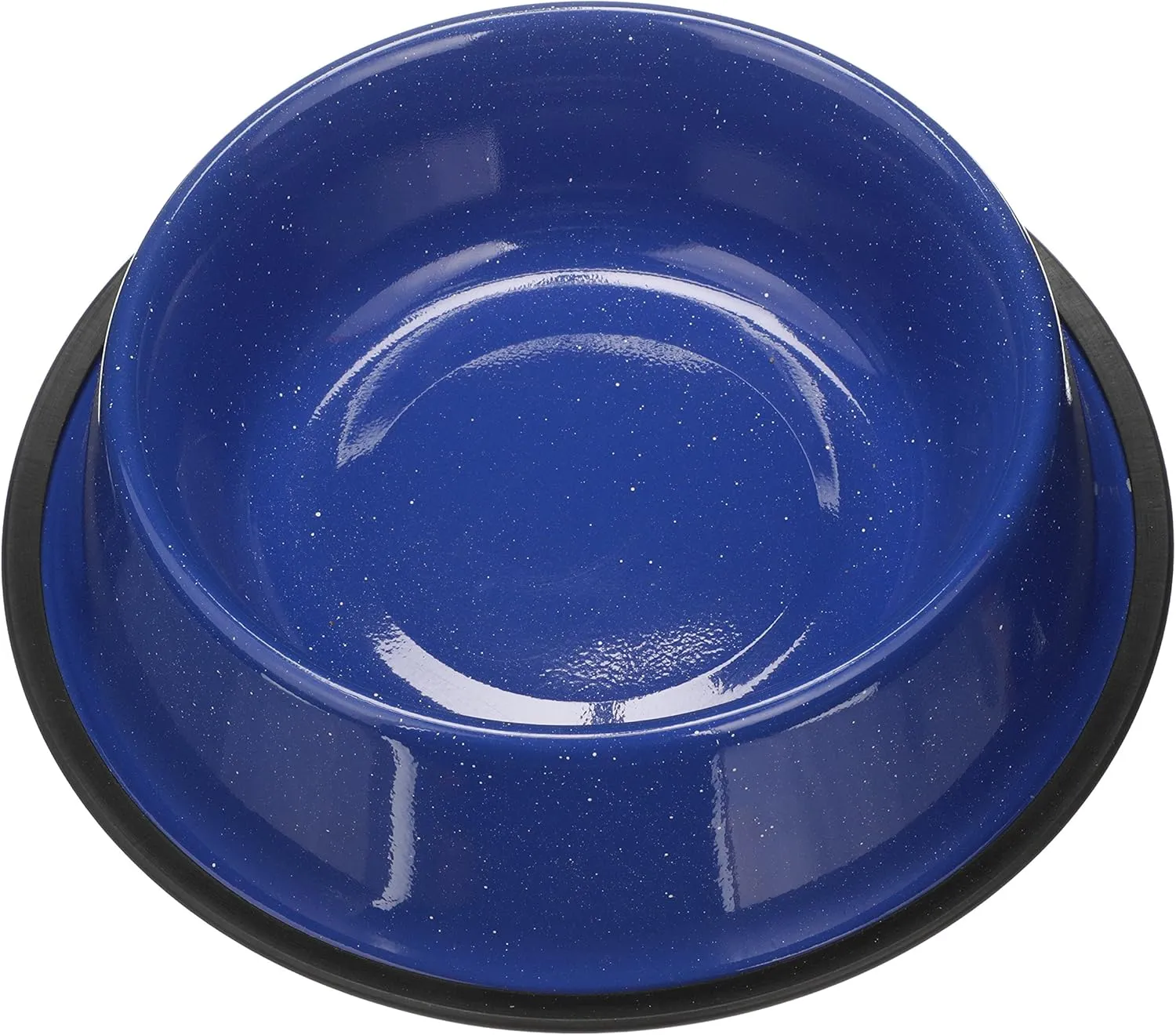 Neater Pet Brands - Outdoor Camping Style Pet Bowl - Enamel Ware Blue Black Granite Colors - Dog Cat No Tip Skid Bowls (64 oz, Blue)