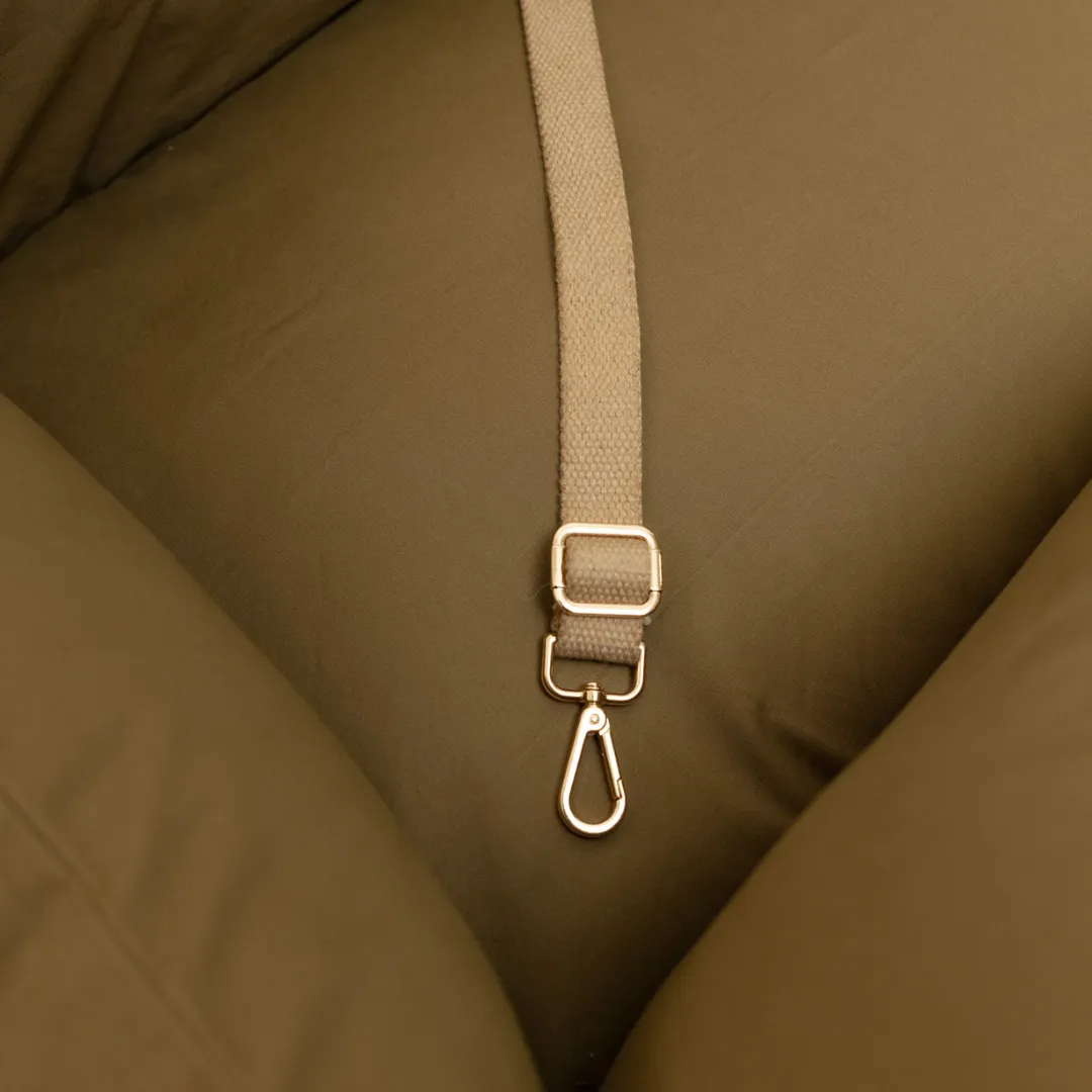 OAK BOHO Dog Holiday Travel Bed Large : Khaki Rainbow Heart