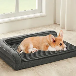 Orthopedic Dog Beds for Medium, Small Dogs, Waterproof Egg Foam Dog Sofa Bed with L Bolster Sides, Washable Medium Pet Bed with Removable Cover & Non-Slip Bottom, 31 x 25 inch, Gray