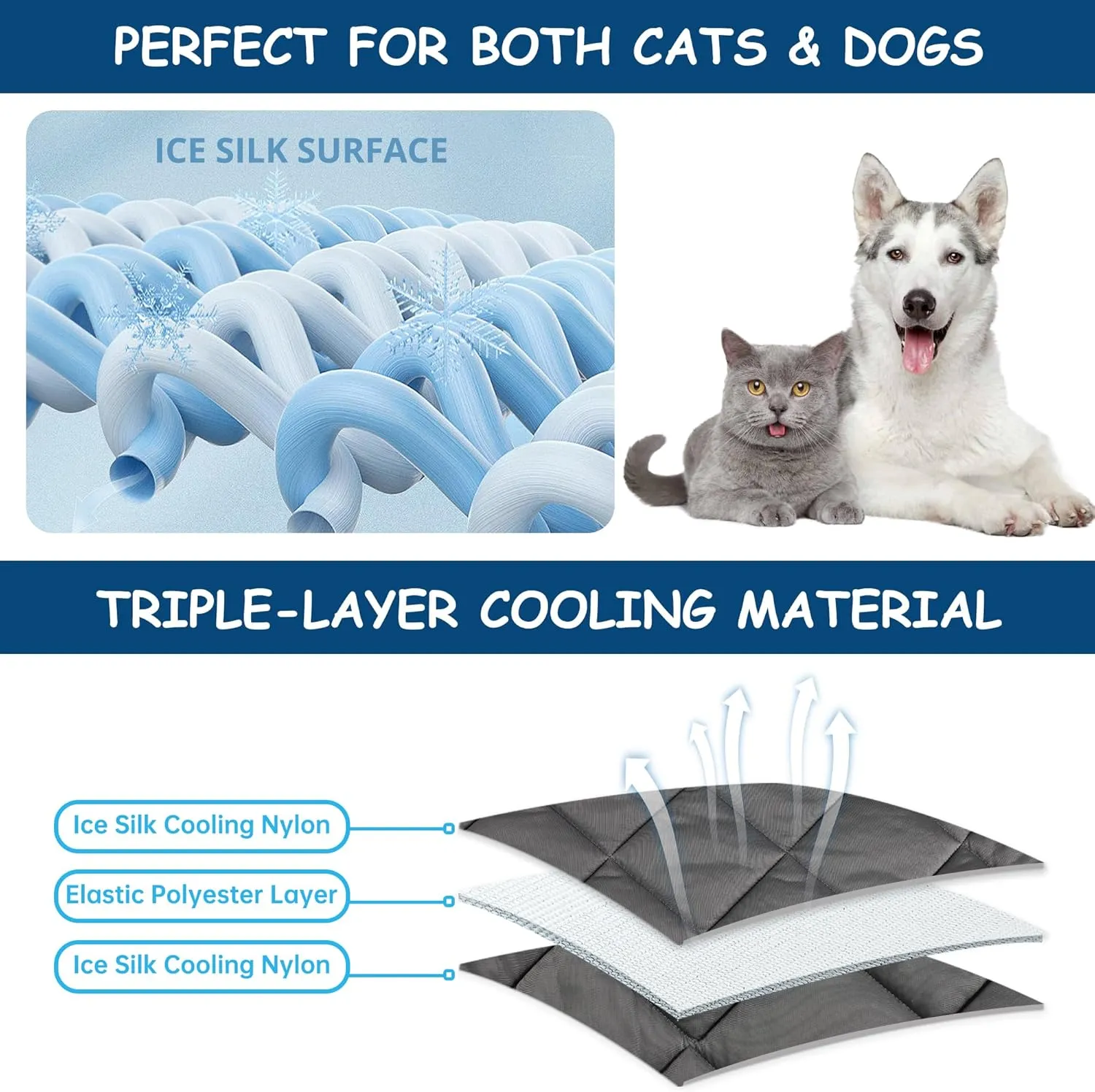 Paw Legend Dog Cooling Mat for Dogs Cat Cooling Pad for Dog Pet Cooling Mat Cooling Blanket Summer Cool Tech Fabric Washable Dog Sleeping Pad on Kennel Sofa Bed Floor Car Seats, Medium, Gray