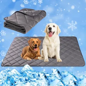 Paw Legend Dog Cooling Mat for Dogs Cat Cooling Pad for Dog Pet Cooling Mat Cooling Blanket Summer Cool Tech Fabric Washable Dog Sleeping Pad on Kennel Sofa Bed Floor Car Seats, Medium, Gray