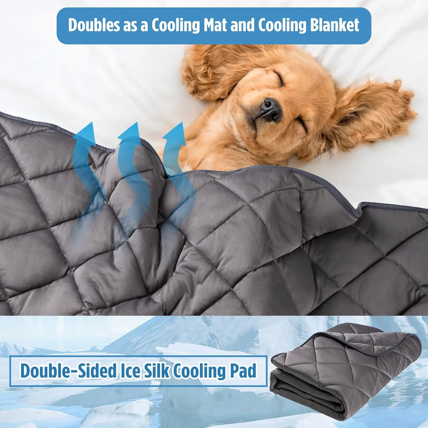 Paw Legend Dog Cooling Mat for Dogs Cat Cooling Pad for Dog Pet Cooling Mat Cooling Blanket Summer Cool Tech Fabric Washable Dog Sleeping Pad on Kennel Sofa Bed Floor Car Seats, Medium, Gray