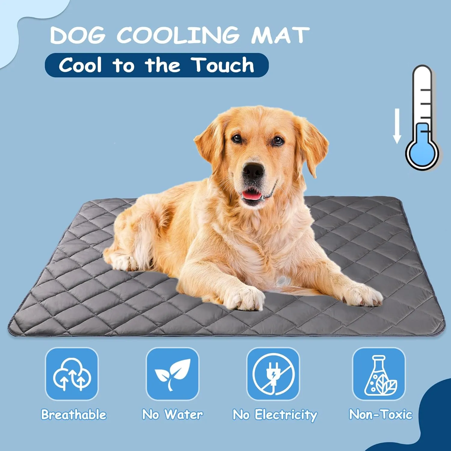 Paw Legend Dog Cooling Mat for Dogs Cat Cooling Pad for Dog Pet Cooling Mat Cooling Blanket Summer Cool Tech Fabric Washable Dog Sleeping Pad on Kennel Sofa Bed Floor Car Seats, Medium, Gray