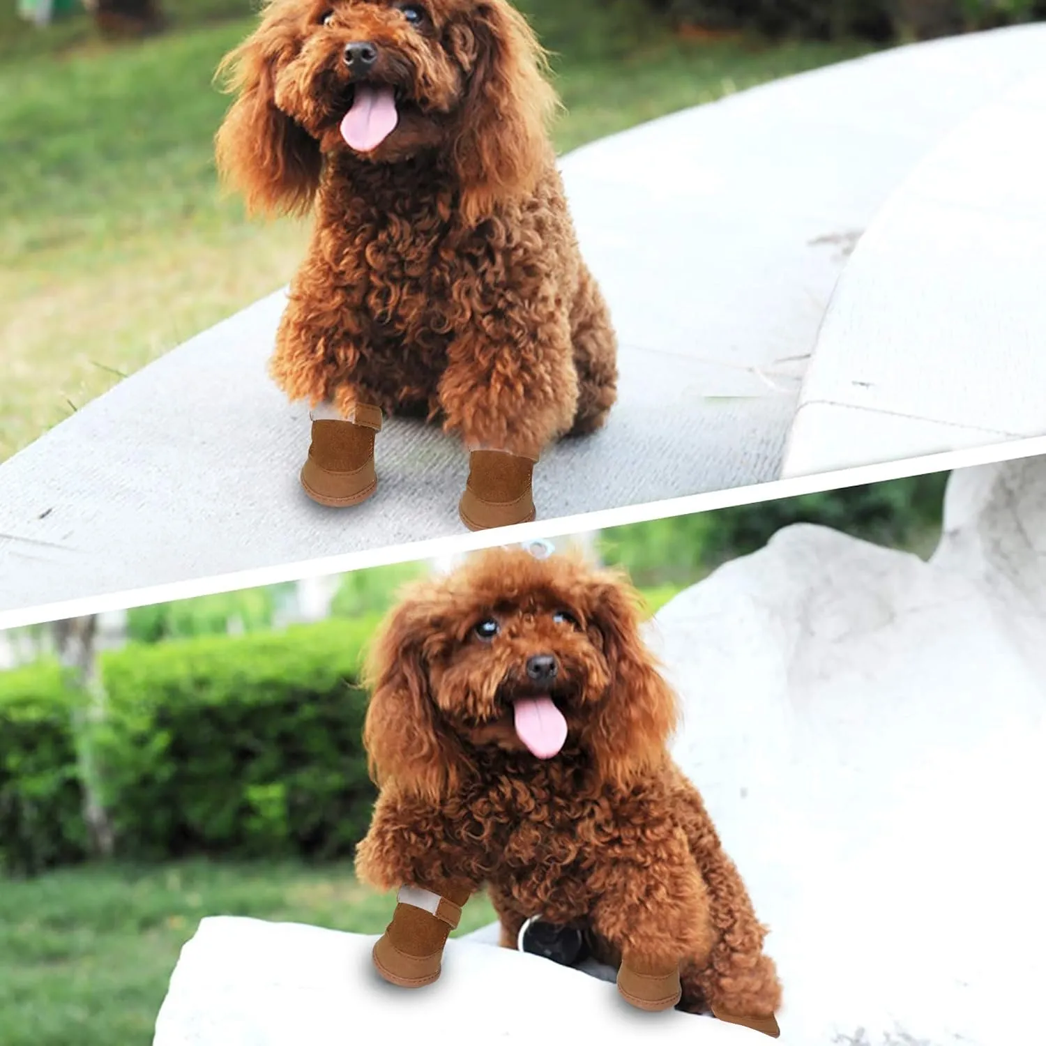 payanwin Dog Boots Paw Protector, Anti-Slip Dog Shoes,Dog Australia Boots Pet Antiskid Shoes Winter Warm Skidproof Sneakers, for Small Dog (#2, Brown)