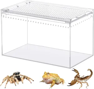 PC Reptile Terrarium, Leopard Gecko Tank, Jumping Spider Enclosure, Lizard Enclosure, Suitable for Gecko, Hermit Crab, Tree Frog, Tarantula, Praying Mantis Habitat Tank Starter (Large)