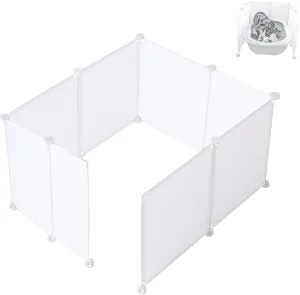 Pet Litter Box Enclosure Splash Guard,DIY Extra Large Cat Litter Box Shields for Open Top Litter Pan.Small Animal Pen for Hamsters, Guinea Pigetc. (White 8PCS, Large)