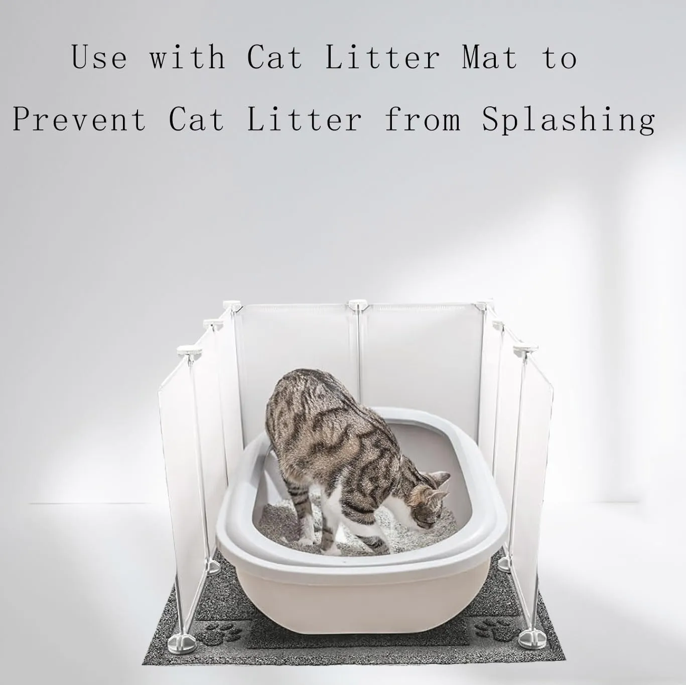Pet Litter Box Enclosure Splash Guard,DIY Extra Large Cat Litter Box Shields for Open Top Litter Pan.Small Animal Pen for Hamsters, Guinea Pigetc. (White 8PCS, Large)
