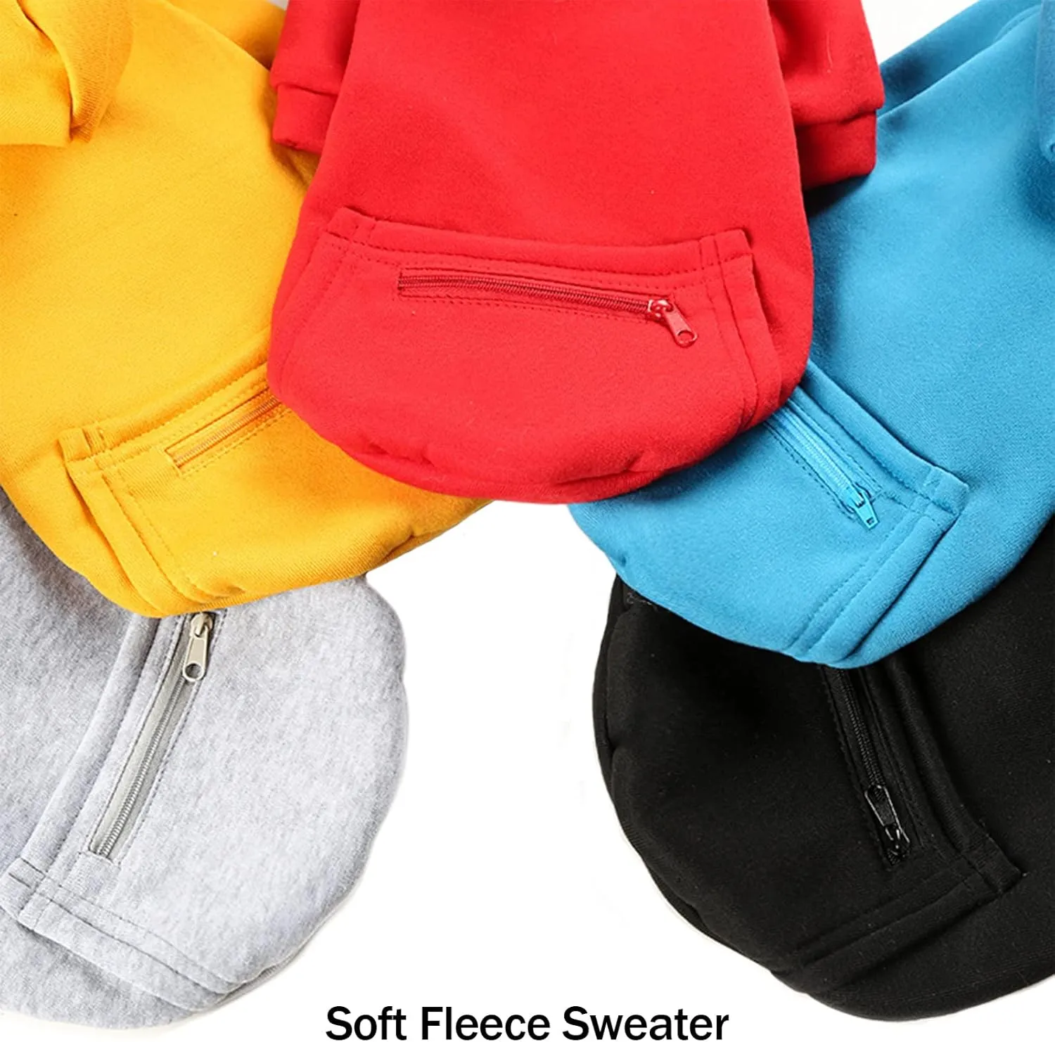 PETCARE Dog Hoodies Pet Small Dog Sweater Blue Warm Soft Fleece Sweatshirts with Pocket Winter Puppy Cat Sweaters Hooded Clothes for Small Dogs Chihuahua Outfits Yorkies French Bulldog Costume