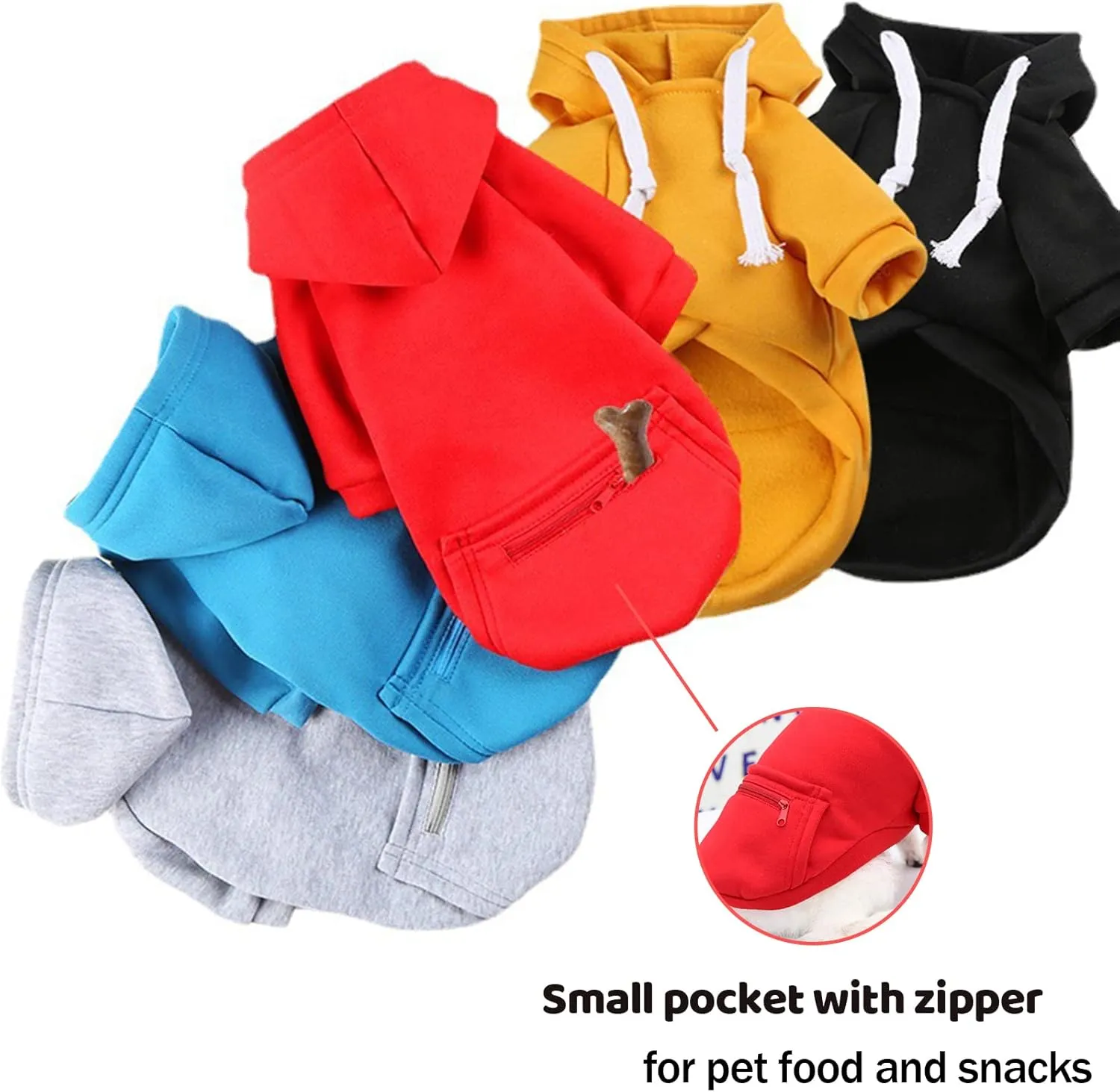 PETCARE Dog Hoodies Pet Small Dog Sweater Blue Warm Soft Fleece Sweatshirts with Pocket Winter Puppy Cat Sweaters Hooded Clothes for Small Dogs Chihuahua Outfits Yorkies French Bulldog Costume
