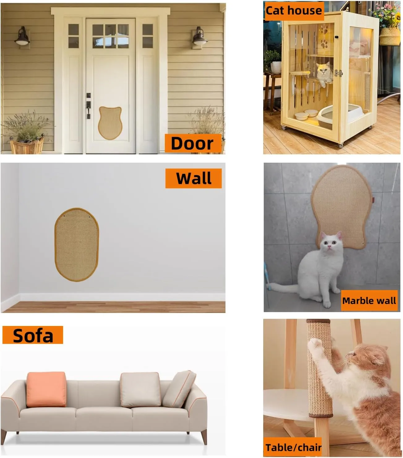 Premium Sisal Cat Scratching Mat with Velcro Tapes - Protect Couch & Carpets, Firm & Thick, Environmentally Safe - Great Gift for Cats (Oval)