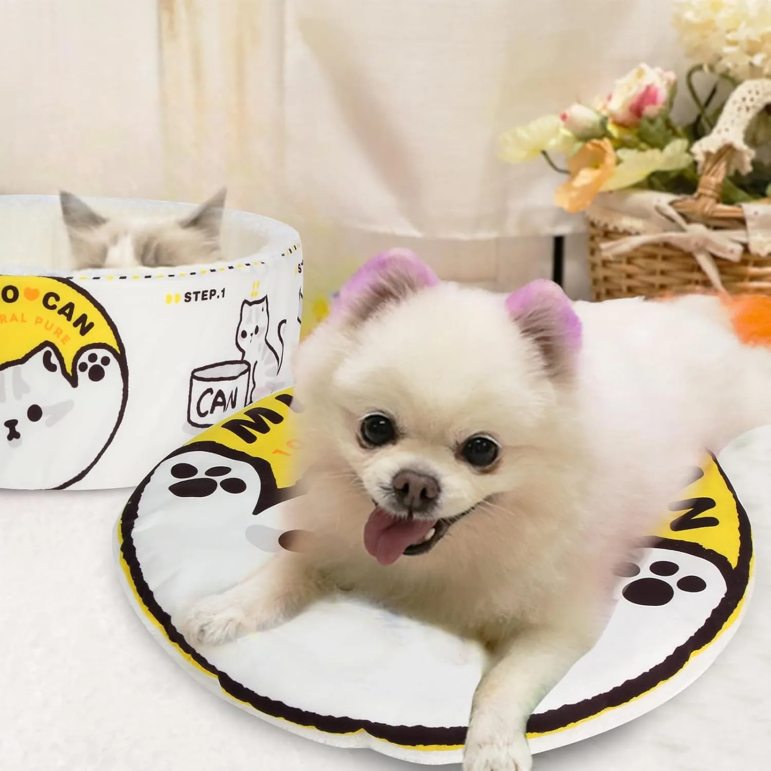  Ramen Noodle Dog & Cat Bed,Keep Warm and Super Soft Creative Pet Nest for Indoor Cats,Removable Washable Cushion for Small Medium Large Dogs and Cats