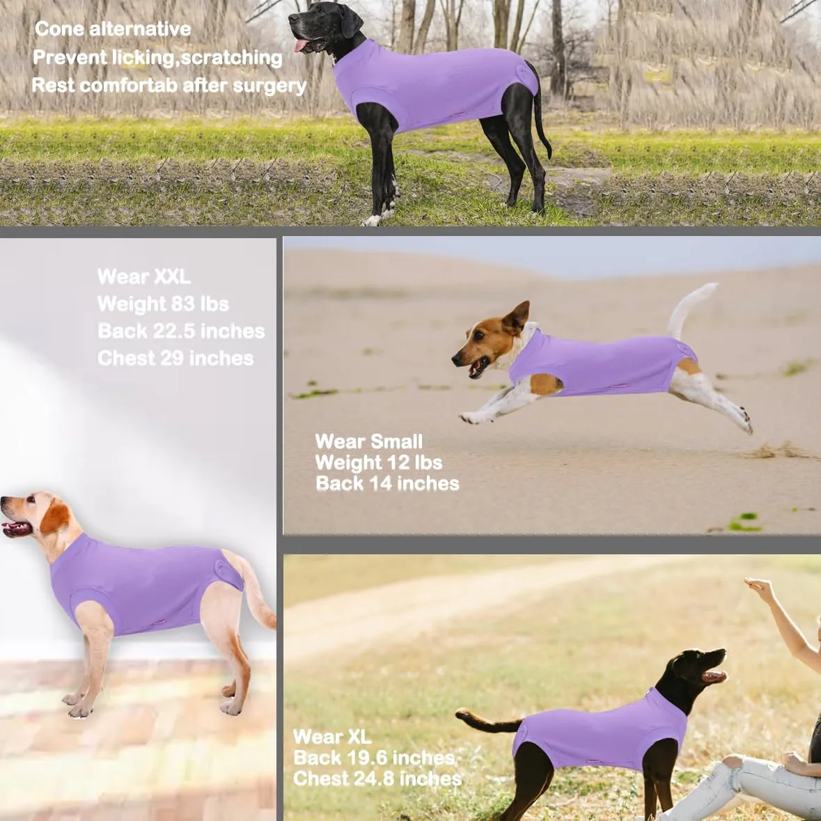 Recovery Suit for Dogs,Dog Cone Alternative Zipper Surgery Suit Female Spay,Soft Dog Surgery Suit for Anti Licking,Breathable Surgical Suit for Dogs Female Spay