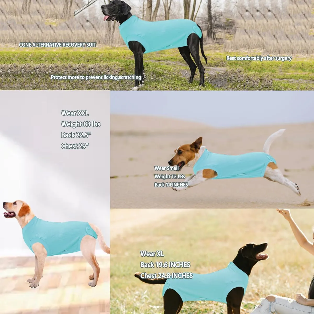 Recovery Suit for Dogs,Dog Cone Alternative Zipper Surgery Suit Female Spay,Soft Dog Surgery Suit for Anti Licking,Breathable Surgical Suit for Dogs Female Spay