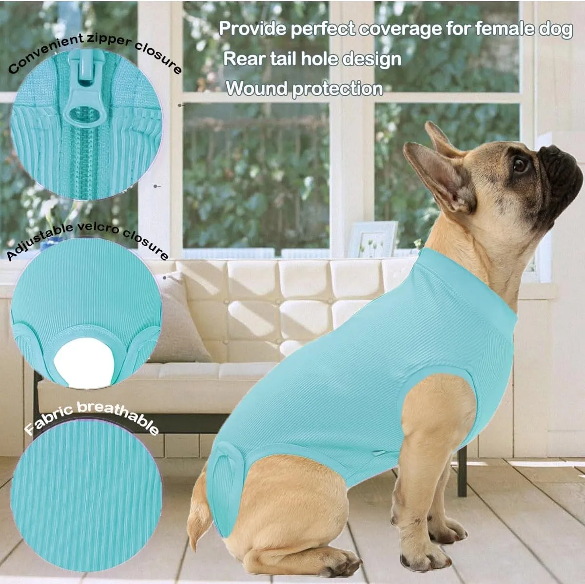 Recovery Suit for Dogs,Dog Cone Alternative Zipper Surgery Suit Female Spay,Soft Dog Surgery Suit for Anti Licking,Breathable Surgical Suit for Dogs Female Spay