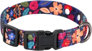 Rhea Rose 3/4 Inch Replacement Collar Strap Shock Collar with 2 Holes, Compatible with Nearly All Brands and Models of Underground Electric Dog Fences and Training Collars, Black Flowers Pattern