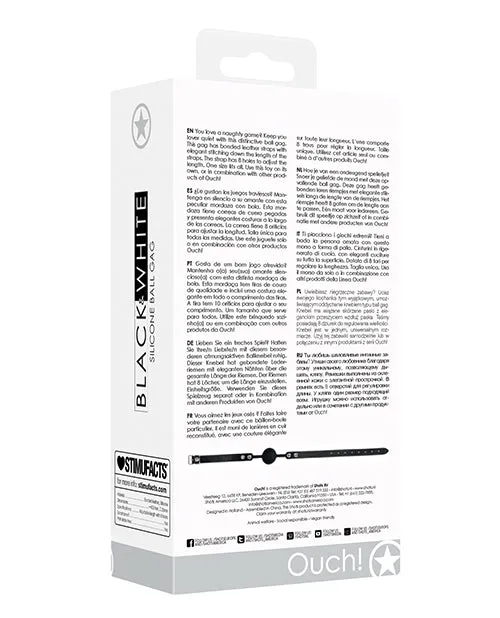 Shots Ouch Black & White Silicone Ball Gag