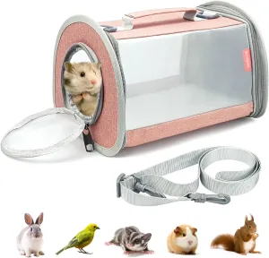 Small Animal Carrier Bag, Portable Guinea Pig Travel Carrier, Breathable Small Pet Bag for Guinea Pig Bird Rabbit Hamster Chinchilla Hedgehog Sugar Glider Outgoing Travel Carrying Case