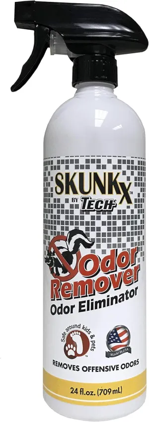 TECH Skunk-X Odor Eliminator Spray - Instant Odor Remover for Washable Fabrics and Indoor Spaces (24 Oz)