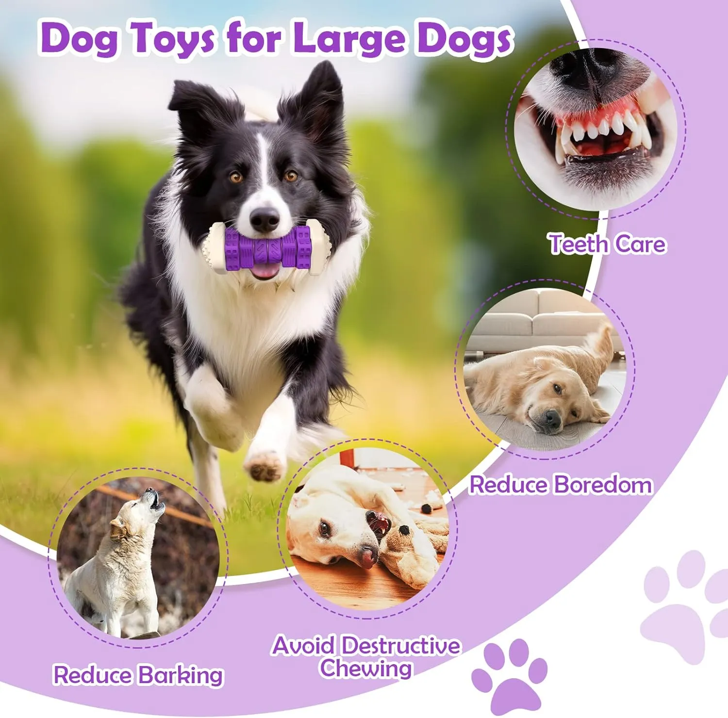 Tough Dog Toys for Aggressive Chewers - Indestructible Puzzle Toys with Beef Flavor Rubber, Interactive Enrichment Toys for Small, Medium, Large Dogs