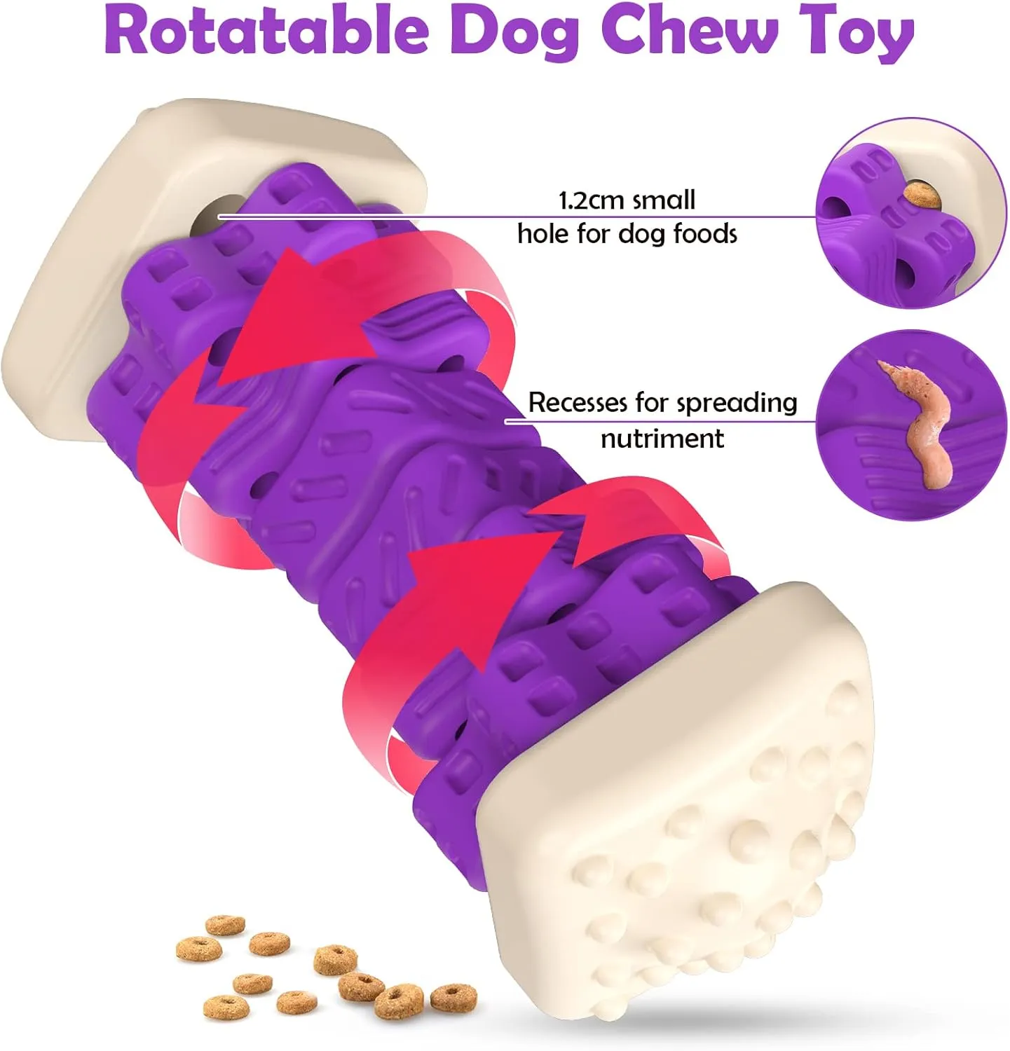 Tough Dog Toys for Aggressive Chewers - Indestructible Puzzle Toys with Beef Flavor Rubber, Interactive Enrichment Toys for Small, Medium, Large Dogs