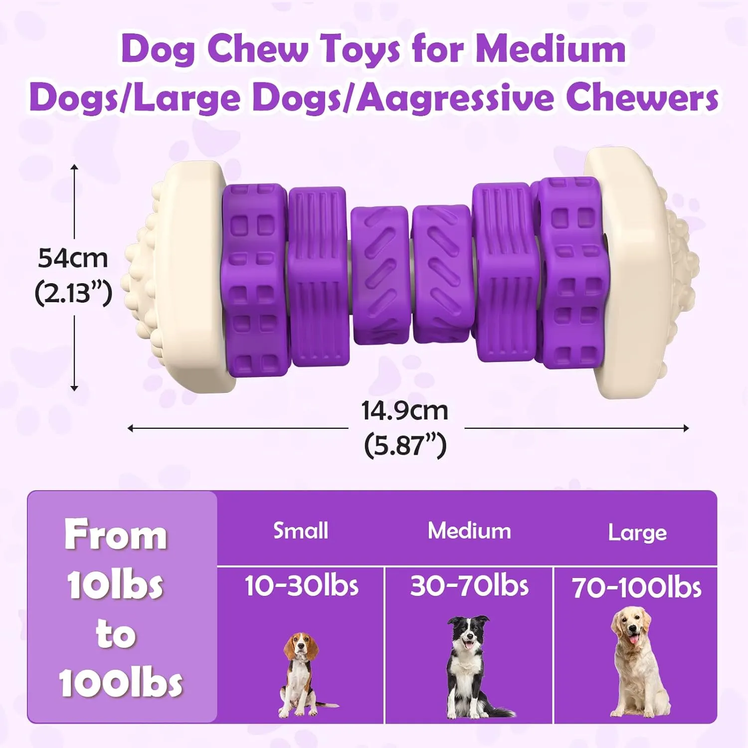 Tough Dog Toys for Aggressive Chewers - Indestructible Puzzle Toys with Beef Flavor Rubber, Interactive Enrichment Toys for Small, Medium, Large Dogs