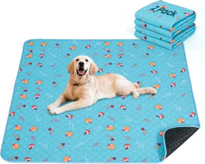 Washable Pee Mats for Dogs, 2-Pack Reusable Puppy Pads, Waterproof Non-Slip Wee Wee Pad, Absorbent and Leakproof Training Mats for Potty, Crate, Playpen, Bed, Sofa, 54'x 54'