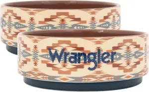 Wrangler Ceramic Dog Bowl  Heavy-Duty, Durable, Microwave & Dishwasher Safe  38oz Stoneware Pet Bowl with Silicone Base  Southwest-Inspired Design for Food & Water