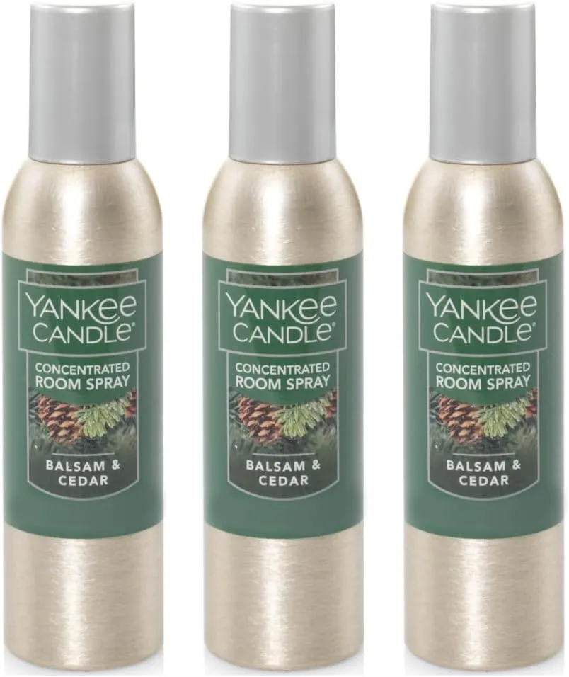 Yankee Candle Concentrated Air Freshener Room Spray, Odor Eliminator for Home, Bathroom, Balsam & Cedar, 1.5 Oz (Pack of 3)
