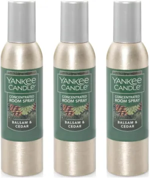 Yankee Candle Concentrated Air Freshener Room Spray, Odor Eliminator for Home, Bathroom, Balsam & Cedar, 1.5 Oz (Pack of 3)