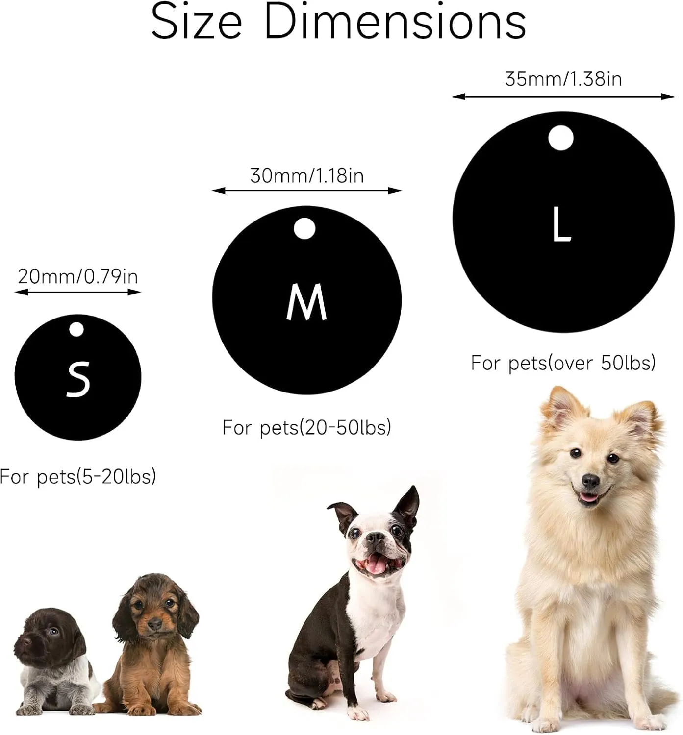 YEHANTI Stainless Steel Personalized Pet ID Tag, Funny Double Sided Engraved, Round Name Tag for Dog Cat Collar, Unique and Cute Design, Black