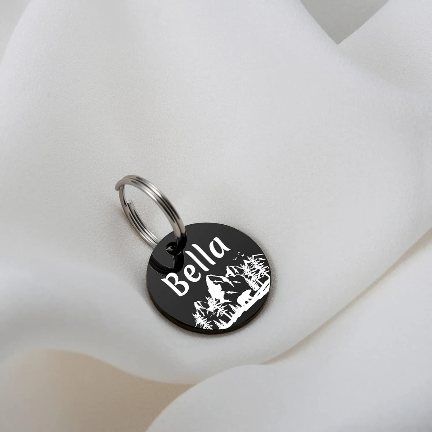 YEHANTI Stainless Steel Personalized Pet ID Tag, Funny Double Sided Engraved, Round Name Tag for Dog Cat Collar, Unique and Cute Design, Black